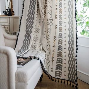 Geometric Patterned Curtains with Tassels